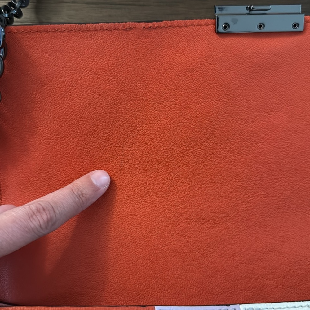 Longchamp Le Pliage Heritage Orange Colorblock Leather Shoulder Bag - Picture 11 of 16